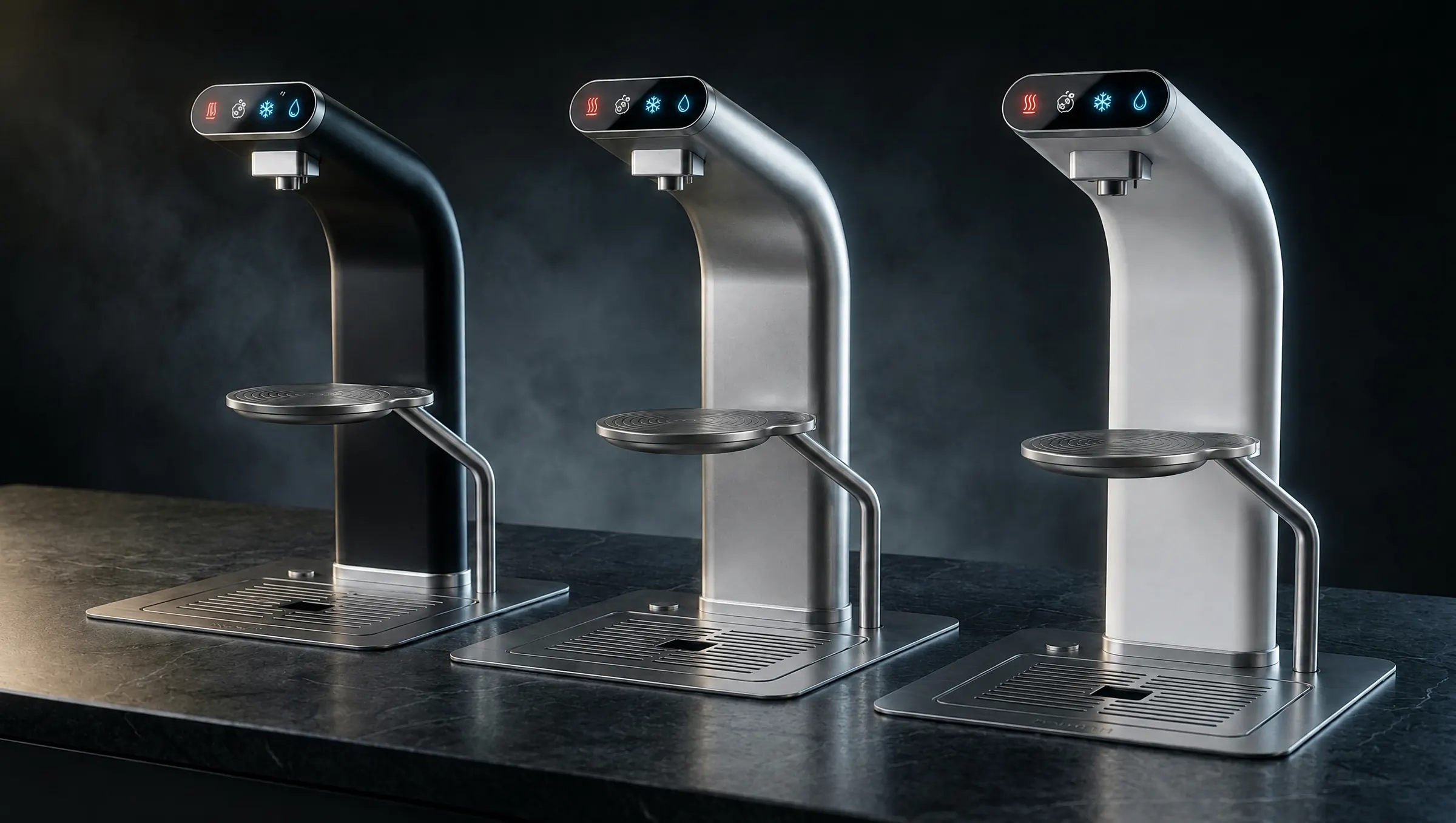 VISIO in Black Matt, Silver Satin Matt and White Matt