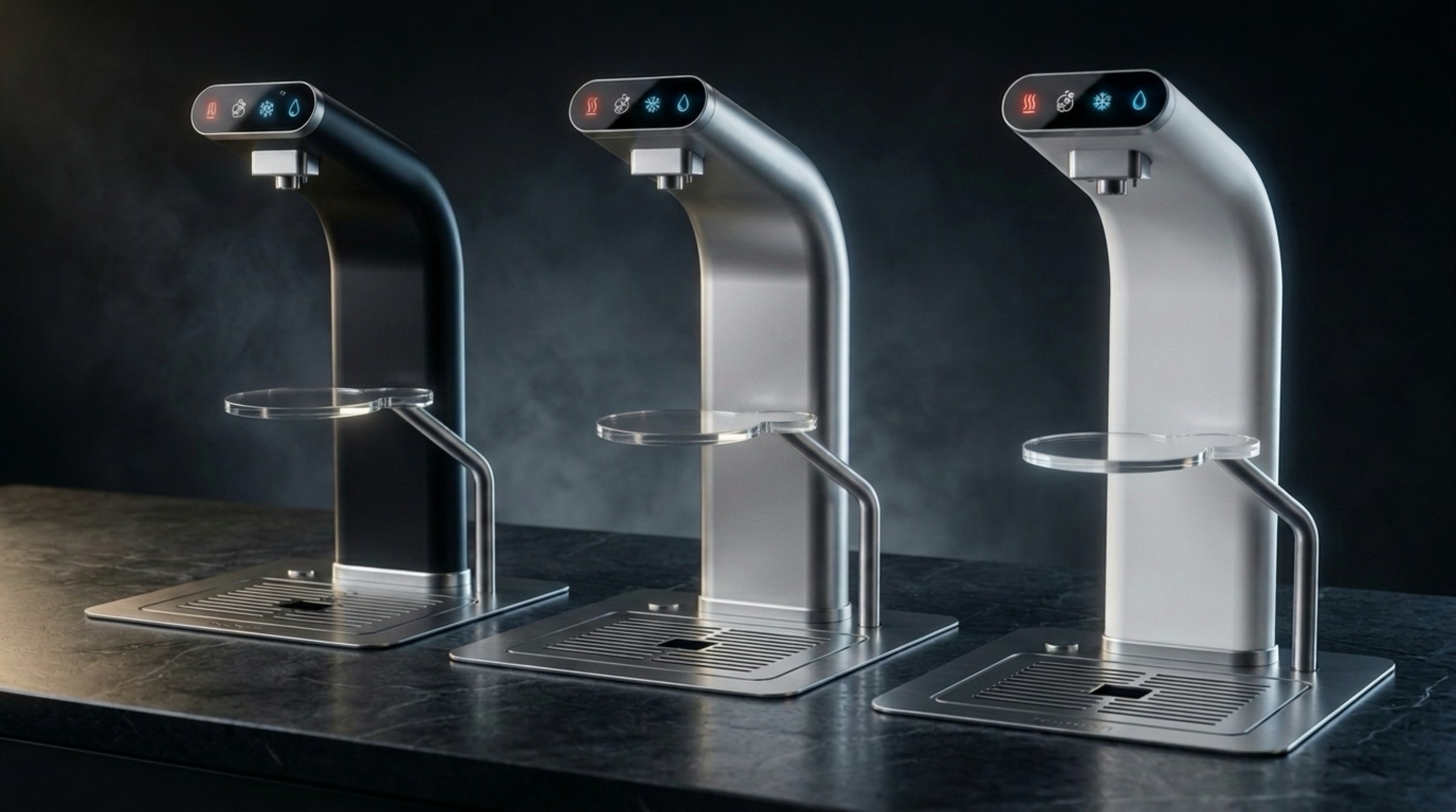 VISIO in Black Matt, Silver Satin Matt and White Matt
